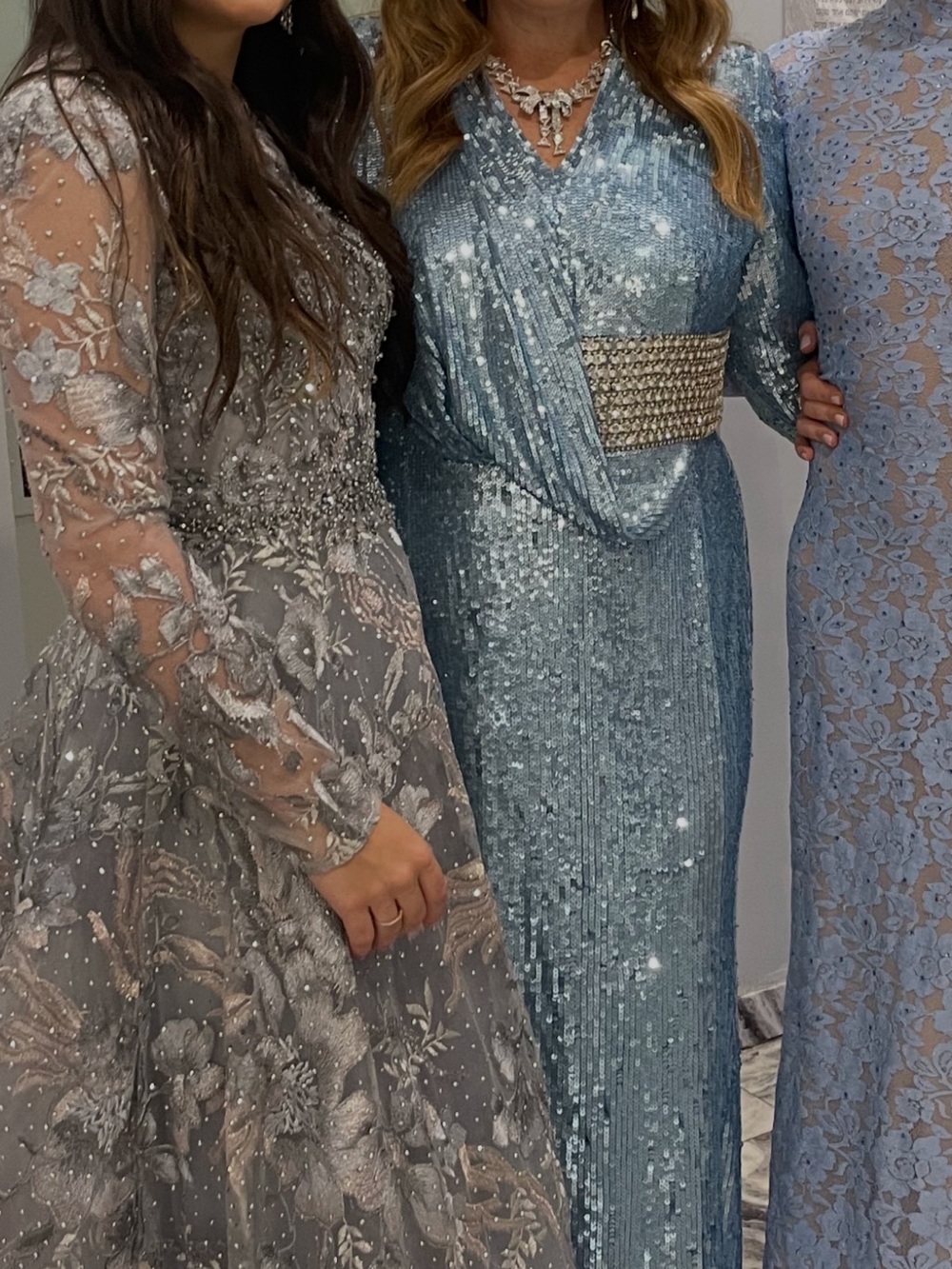 Jenny Packham Ice Blue Sequin Wrap Gown - Picture 2 of 2